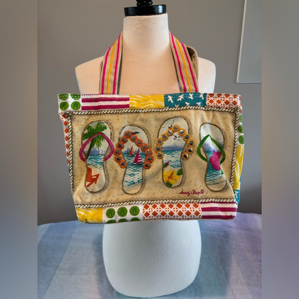 Flip flop colorful Canvas Tote, Playful Summer Design